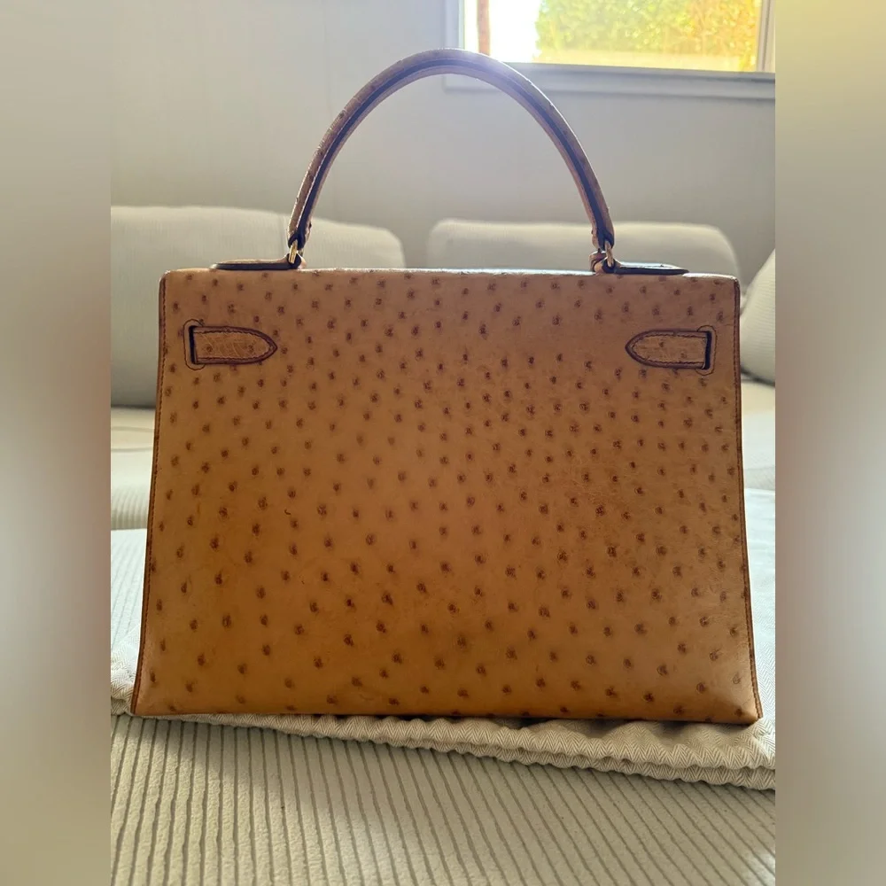 Hermes Cognac Ostrich Leather Kelly 32 - Picture 2 of 16